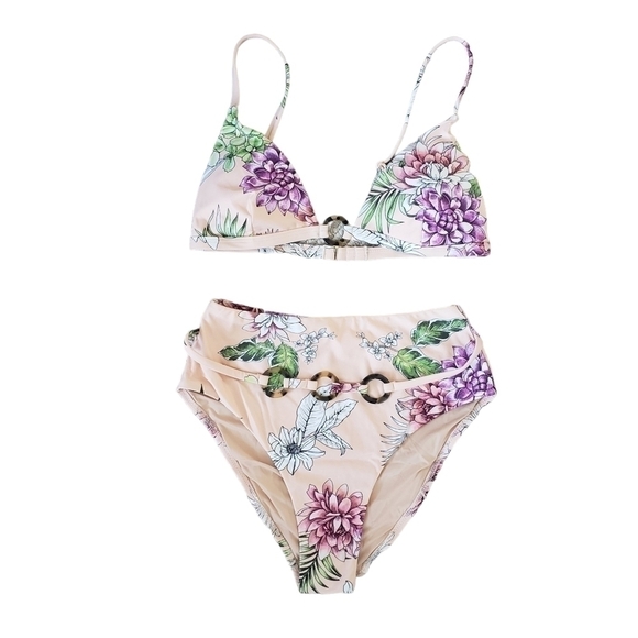 LETARTE Cabo Blush Pink Floral Print Bikini sz XS - Picture 4 of 16